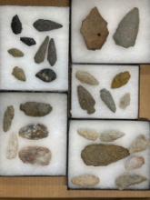 Lot of 27 Various Points, Artifacts, Found in Berks Co., PA, Ex: Kauffman Collection, Longest is 3 1