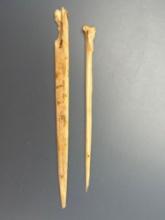 Pair of Bone Awls, Found in Tennessee, Longest is 5 1/8"