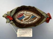 RARE Iroquoian Glengarry Hat, Bonnet, Circa 1840-70, Great Beadwork! 10" x 5" x 3"