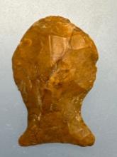 NICE 1 1/8" Fishtail Jasper Scraper Tool, Hafted, Found in Pennsylvania, Ex: Walt Podpora Collection