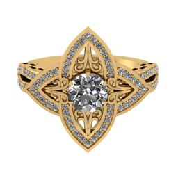 1.37 Ctw SI2/I1 Diamond 14K Yellow Gold Vintage style Wedding Ring