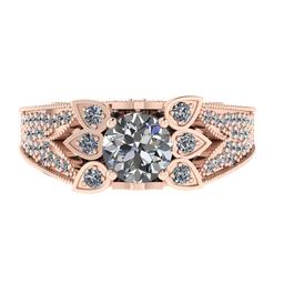 2.04 Ctw SI2/I1 Diamond 14K Rose Gold Vintage style Wedding Ring