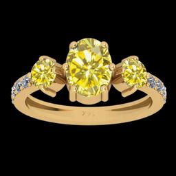 1.31 Ctw Gia certified Natural Fancy Yellow And White Diamond 14K Yellow Gold Wedding Ring
