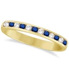 Channel-Set Blue Sapphire and Diamond Ring 14k Yellow Gold 0.40ctw