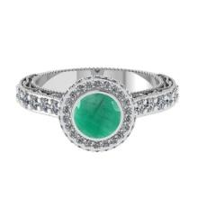2.16 Ctw I2/I3 Emerald And Diamond 14K White Gold Engagement Ring