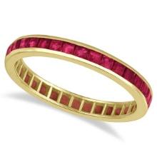 Princess-Cut Ruby Eternity Ring Band 14k Yellow Gold 1.20ctw