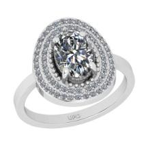 1.83 Ctw HRD Certificate Diamond Set 14K White Gold Engagement Ring