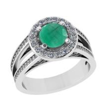 2.14 Ctw I2/I3 Emerald And Diamond 14K White Gold Engagement Ring