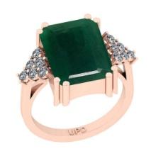 8.37 Ctw SI2/I1 Emerald And Diamond 14K Rose Gold Cocktail Engagement Ring