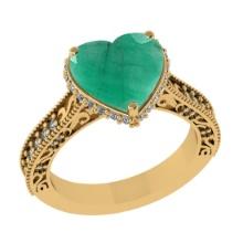 3.04 Ctw SI2/I1 Emerald and Diamond 14K Yellow Gold Engagement Ring
