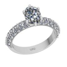 2.34 Ctw HRD Certificate Diamond Set 14K White Gold Engagement Ring