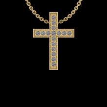 0.09 Ctw SI2/I1 Diamond 14K Yellow Gold Cross Pendant Necklace