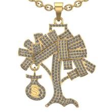 2.36 Ctw SI2/I1 Diamond 18K Yellow Gold Money tree Pendant Necklace