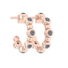 0.30 Ctw Diamond Bezel Set 14k Rose Gold Hoop Earrings