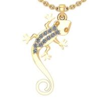 0.16 Ctw SI2/I1 Diamond 14K Yellow Gold Lizard Pendant Necklace