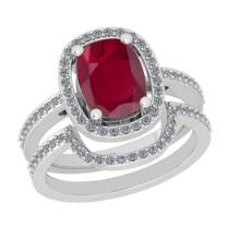 2.37 Ctw SI2/I1Ruby and Diamond 14K White Gold Engagement set Ring
