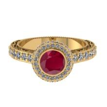 2.16 Ctw I2/I3 Ruby And Diamond 14K Yellow Gold Engagement Ring