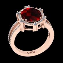 5.24 Ctw VS/SI1 Spessartite Garnet and Diamond 14K Rose Gold Vintage Style Ring