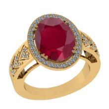 5.45 Ctw SI2/I1 Ruby And Diamond 14K Yellow Gold Engagement Ring
