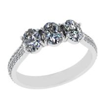 1.22 Ctw SI2/I1 Diamond 14K White Gold three Engagement Ring