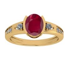 2.80 Ctw VS/SI1 Ruby And Diamond 14K Yellow Gold Cocktail Ring