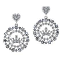 3.82 Ctw SI2/I1 Diamond Style Prong & Bezel Set 14K White Gold Earrings