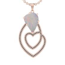 5.09 Ctw SI2/I1 Opal and Diamond 14K Rose Gold Pendant Necklace