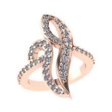 0.95 Ctw SI2/I1 Diamond Style 14K Rose Gold Promises Ring