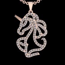 0.87 Ctw SI2/I1 Diamond 18K Rose Gold Pendant Necklace