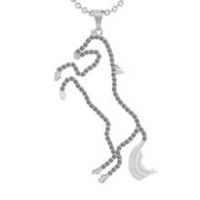 1.10 Ctw SI2/I1 Diamond 14K White Gold Horse Pendant Necklace