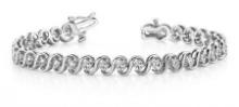 14K WHITE GOLD 1 CTW G-H I1/I2 S LINK DIAMOND BRACELET