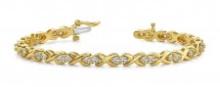 14K YELLOW GOLD 1.75 CTW G-H I1/I2 X LINK LOVEBIRD DIAMOND BRACELET