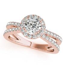 CERTIFIED 18K ROSE GOLD 1.15 CTW J-K/VS-SI1 DIAMOND HALO ENGAGEMENT RING