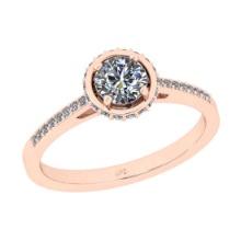 0.57 Ctw SI2/I1 Diamond 18K Rose Gold Engagement Ring