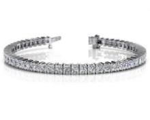 14K WHITE GOLD 4 CTW G-H SI2/SI3 PRINCESS CUT DIAMOND STRAND TENNIS BRACELET