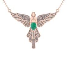 2.05 Ctw VS/SI1 Emerald And Diamond 14K Rose Gold Eagle Necklace (ALL DIAMOND ARE LAB GROWN )