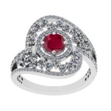 3.03 Ctw VS/SI1Ruby and Diamond 14K White Gold Engagement Ring (ALL DIAMONDS ARE LAB GROWN)