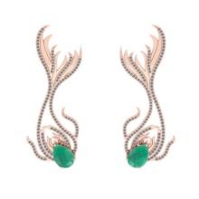 6.47 CtwVS/SI1 Emerald And Diamond 14K Rose Gold Dangling Earrings( ALL DIAMOND ARE LAB GROWN )