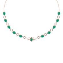 22.57 Ctw VS/SI1 Emerald And Diamond 14K Rose Gold Necklace ALL DIAMOND ARE LAB GROWN