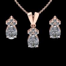 4.15 Ctw VS/SI1 Diamond 14K Rose Gold Pendant +Earrings Necklace Set (ALL DIAMOND ARE LAB GROWN )