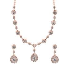 4.06 Ctw VS/SI1 Diamond 14K Rose Gold Necklace ALL DIAMOND ARE LAB GROWN+ Earrings Set