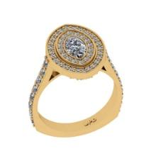 1.67 Ctw VS/SI1 Diamond 14K Yellow Gold Engagement Halo Ring(ALL DIAMOND ARE LAB GROWN)