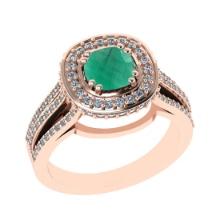 1.81 Ctw VS/SI1 Emerald and Diamond 14k Rose Gold Engagement Halo Ring (LAB GROWN)