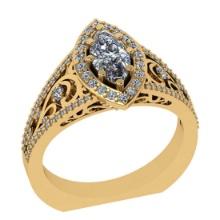 1.22 Ctw VS/SI1 Diamond 14K Yellow Gold Engagement Halo Ring(ALL DIAMOND ARE LAB GROWN)