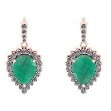 4.65 Ctw VS/SI1 Emerald And Diamond 14K Rose Gold Dangling Earrings (ALL DIAMOND ARE LAB GROWN )
