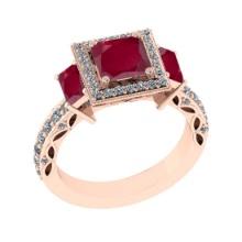 2.42 Ctw VS/SI1 Ruby and Diamond 14K Rose Gold Engagement Ring(ALL DIAMOND ARE LAB GROWN)