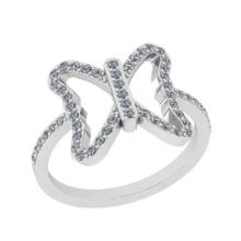1.03 Ctw VS/SI1 Diamond Style Prong Set 14K White Gold Valentine Special Butterfly Ring ALL DIAMOND