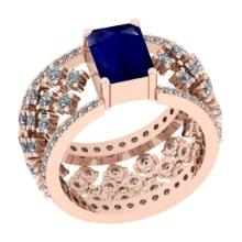 1.22 Ctw VS/SI1 Blue Sapphire And Diamond 14K Rose Gold Engagement Halo Ring