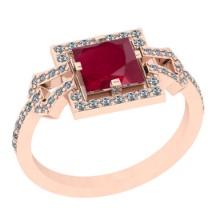 1.34 Ctw VS/SI1 Ruby And Diamond 14K Rose Gold Wedding Halo Ring