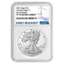 Certified Proof Silver Eagle 2021-W PF70 NGC Early Releases Type 1